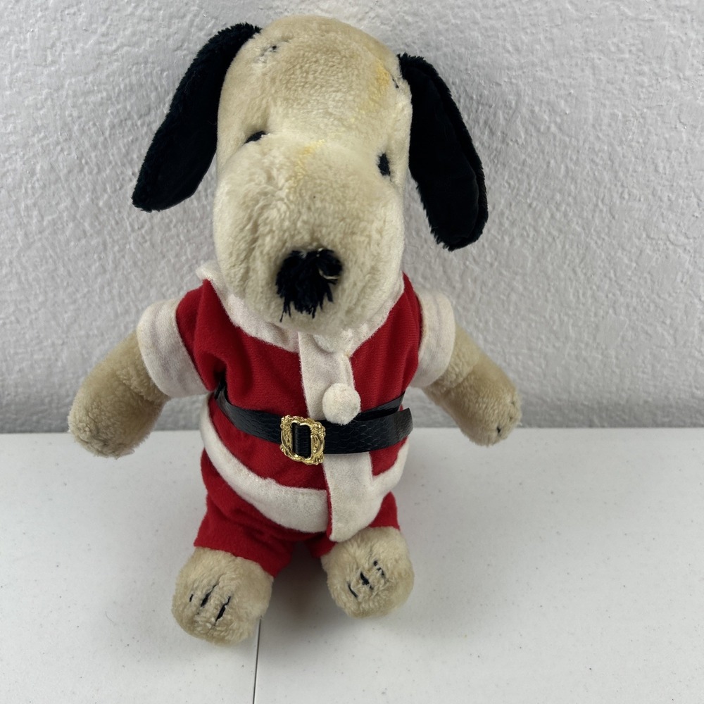 Vintage 1968 ‎ United Feature Santa Snoopy Plush Toy